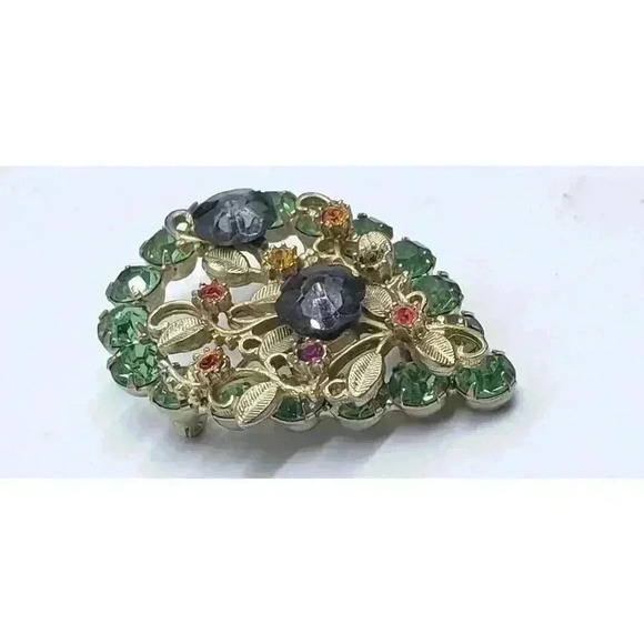 Vintage Brooch Rhinestone Crystal Flower Margarita Rivoli Rare Austria Art Deco - Picture 2 of 8